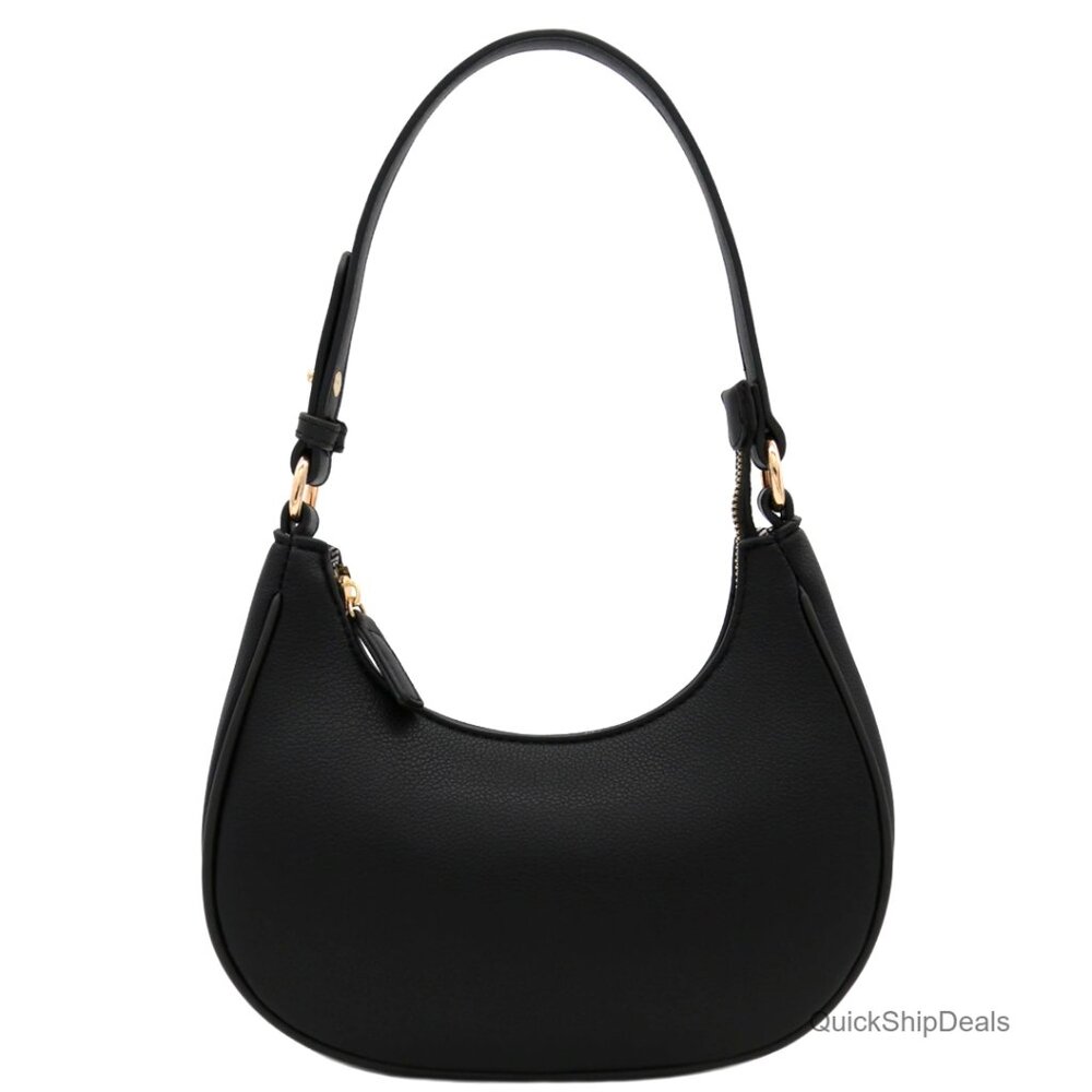 Small Crescent Shoulder Bag Underarm Purse Faux Leather Adjustable Strap